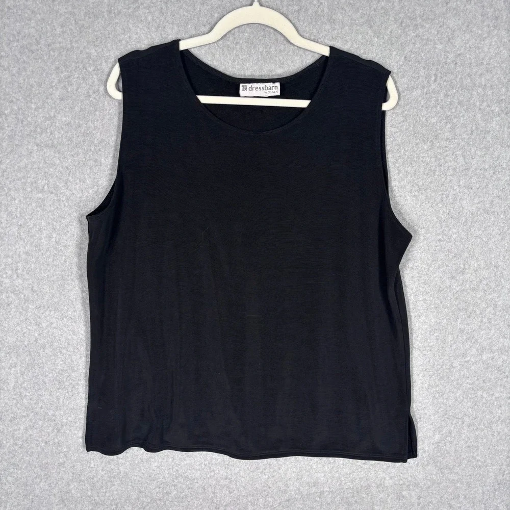 Vintage Dressbarn Tank Top 1X Slinky Liquid Knit Quiet Luxury Neutral Career USA